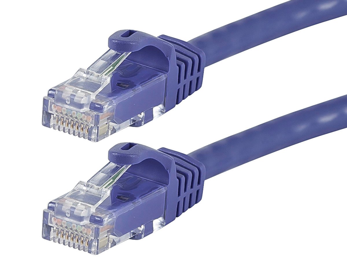 Cat5e Ethernet Patch Cable Made in USA, Purple RJ45 Computer Networking Cord 22 Ft