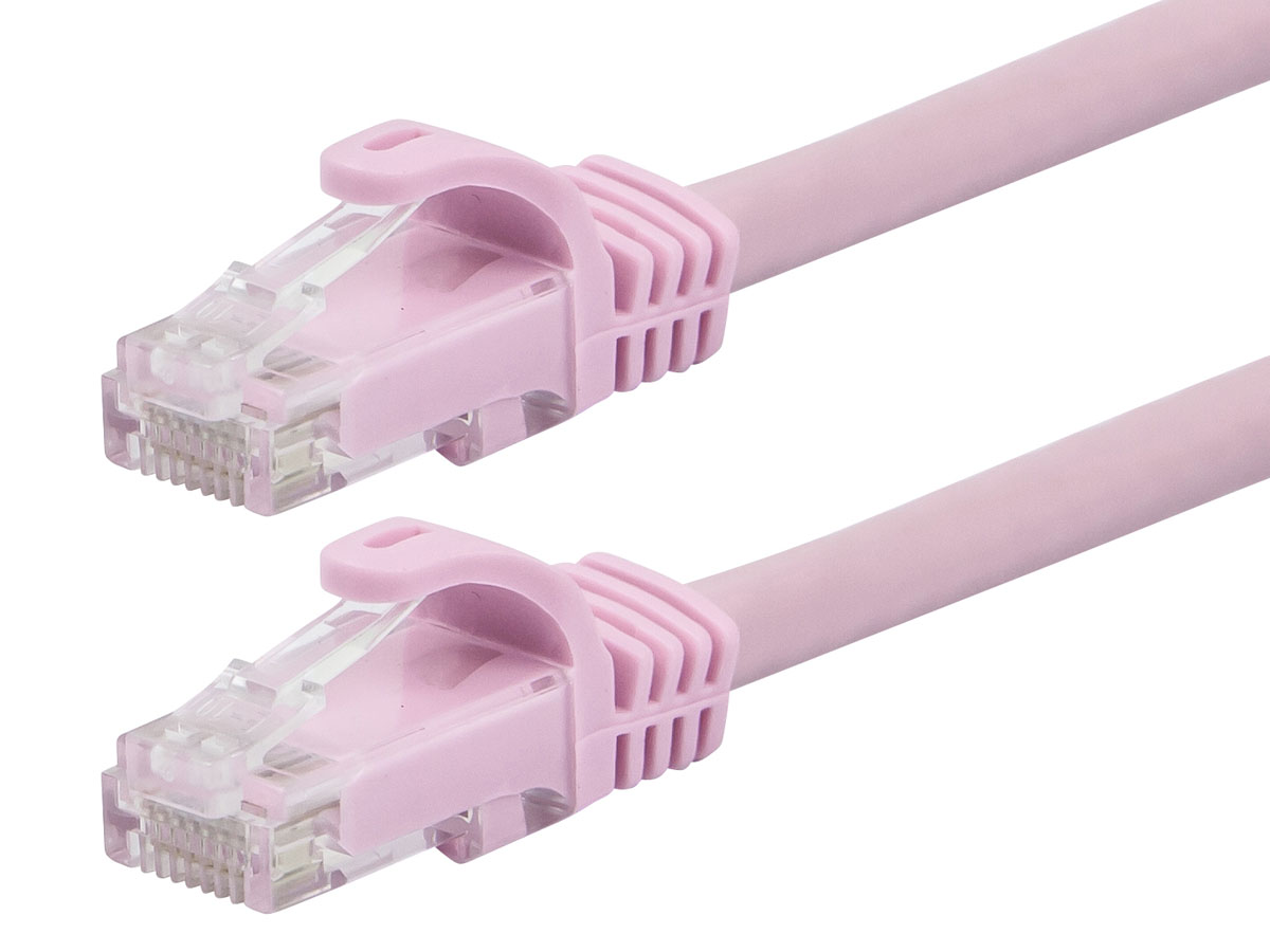 Monoprice FLEXboot Cat6 Ethernet Patch Cable - Snagless RJ45, Stranded, 550MHz, UTP, Pure Bare Copper Wire, 24AWG, 0.5ft, Pink - main image