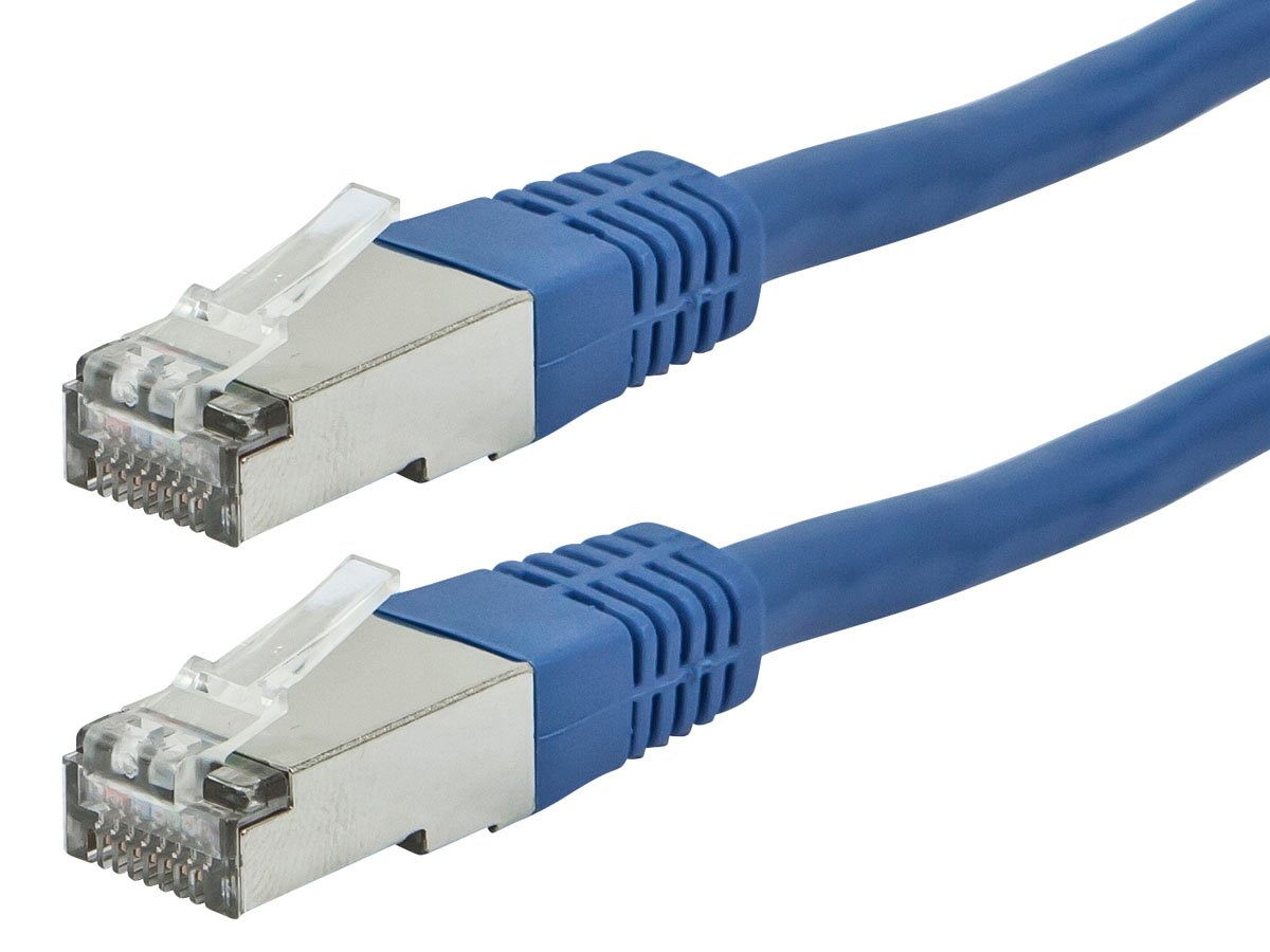 Monoprice Cat6A 25ft Blue Patch Cable,  Double Shielded (S/FTP), 26AWG, 10G, Pure Bare Copper, Molded RJ45, Entegrade Series Ethernet Cable