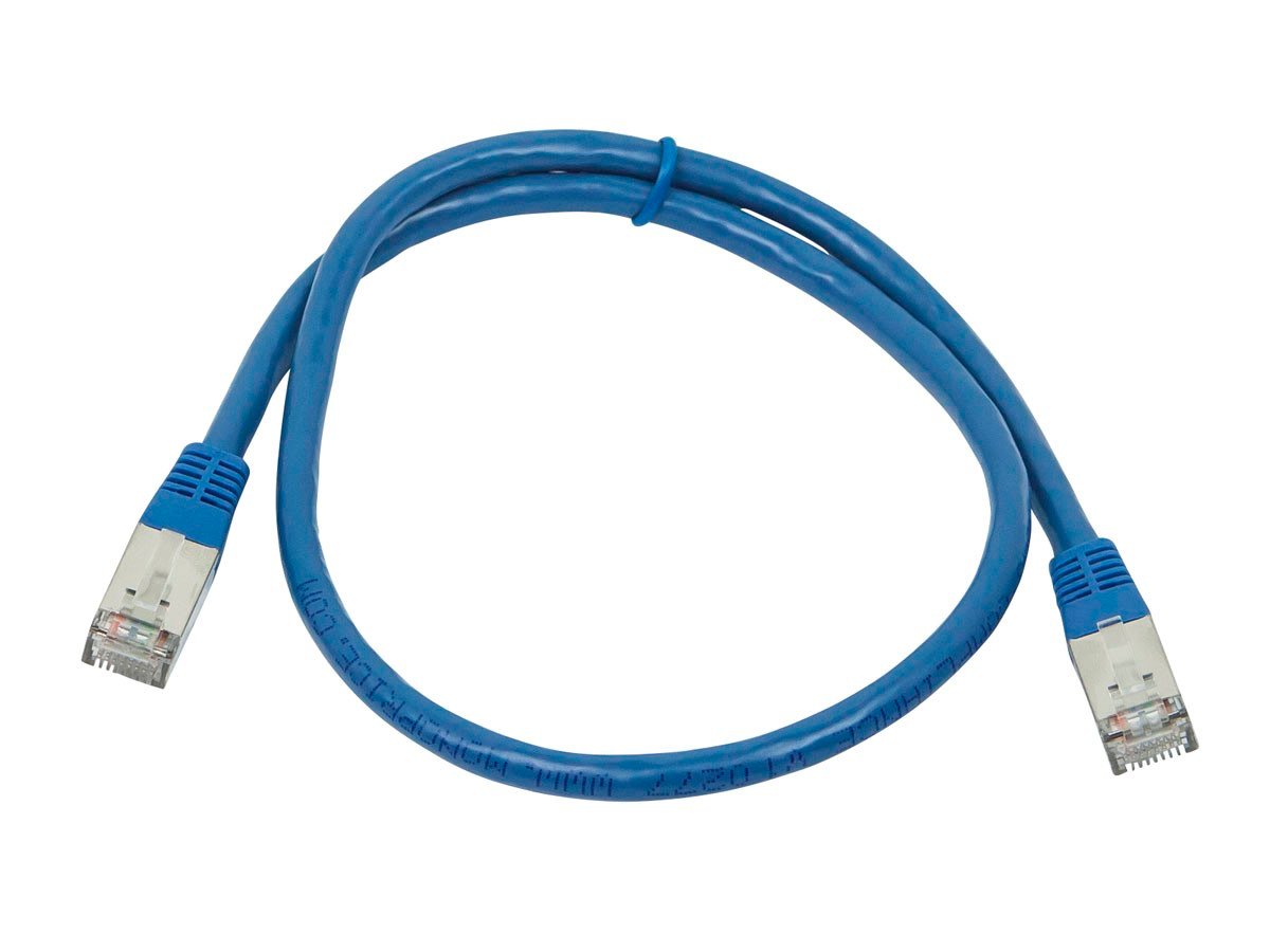 Monoprice Cat6A 2ft Blue Patch Cable, Double Shielded (S/FTP), 26AWG ...