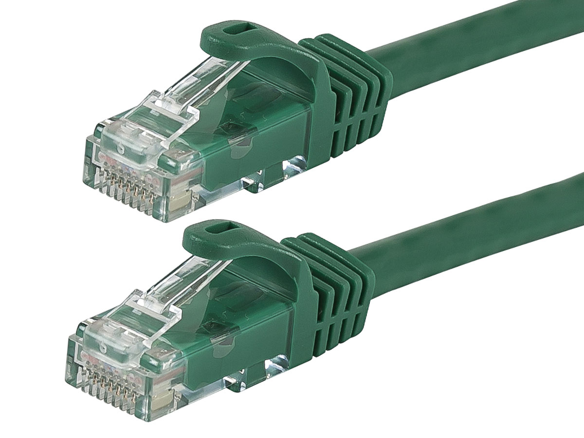 Monoprice FLEXboot Cat5e Ethernet Patch Cable - Snagless RJ45, Stranded, 350MHz, UTP, Pure Bare Copper Wire, 24AWG, 30ft, Green - main image