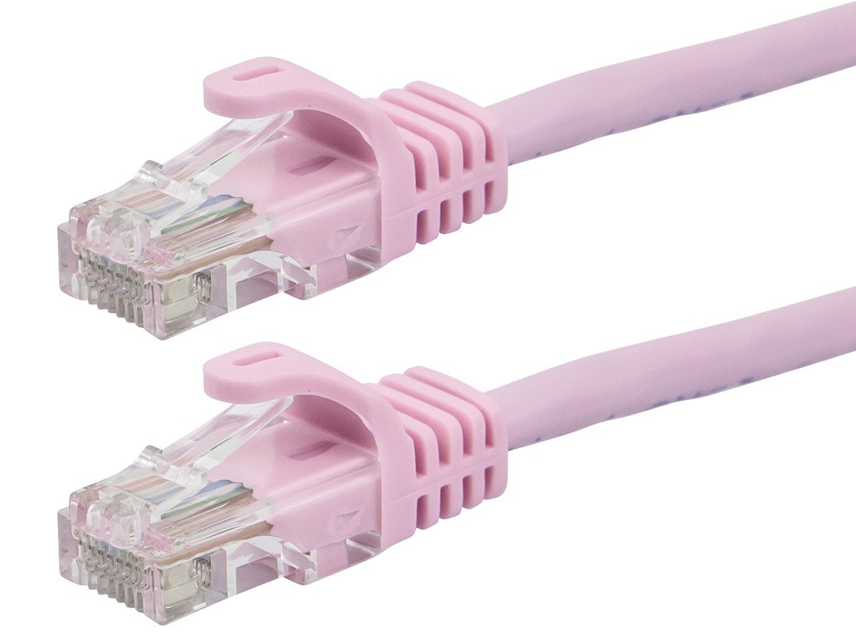 Monoprice FLEXboot Cat5e Ethernet Patch Cable - Snagless RJ45, Stranded, 350MHz, UTP, Pure Bare Copper Wire, 24AWG, 30ft, Pink - main image