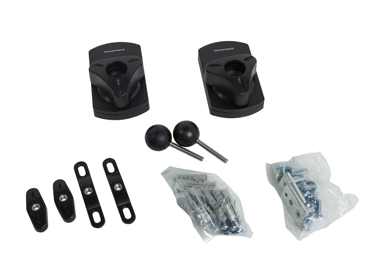 Black Capacity 111410 Monoprice Low Profile Universal Speaker Wall Mount Brackets 1 Pair 22 lb
