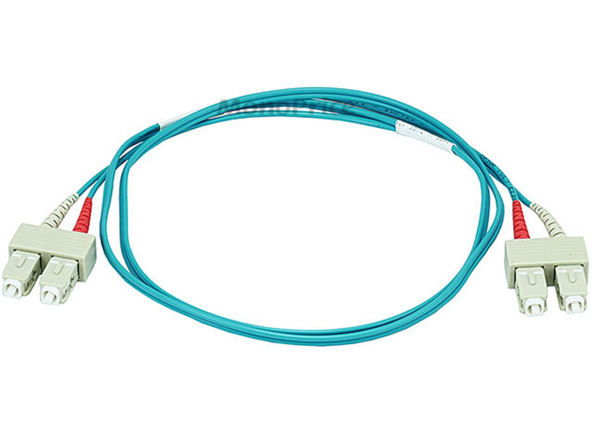 Monoprice Multi-Mode OM3 Fiber Optic Cable - SC-SC UL 3mm 50/125 OFNR Duplex Aqua 9m