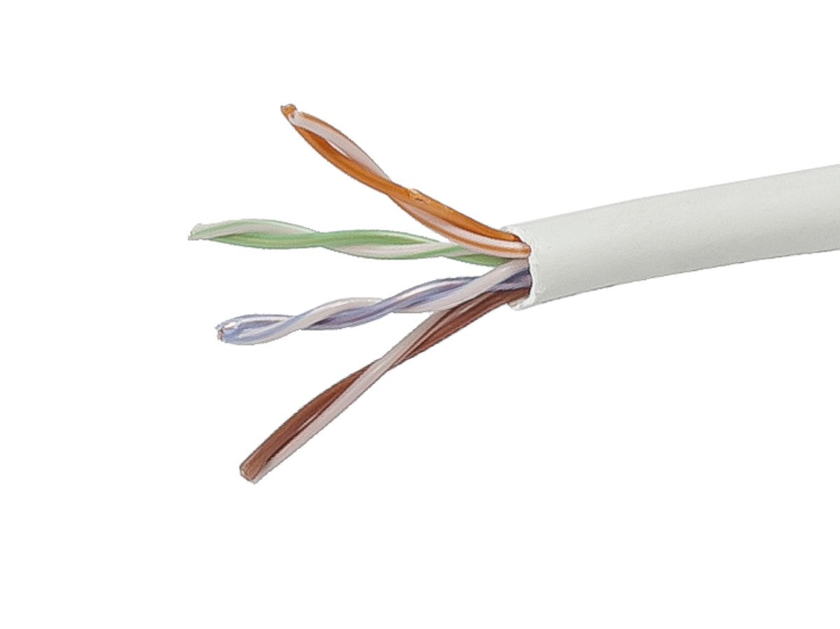 Monoprice Cat5e 1000ft White CMP UL Bulk Cable, TAA, UTP, Solid, 24AWG, 350MHz, Pure Bare Copper, Pull Box, Bulk Ethernet Cable