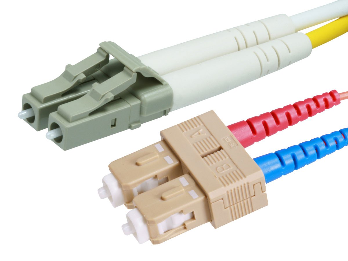 Monoprice Multi-Mode OM3 Fiber Optic Cable - LC-SC UL 2mm 50/125 OFNR Duplex Aqua 6m