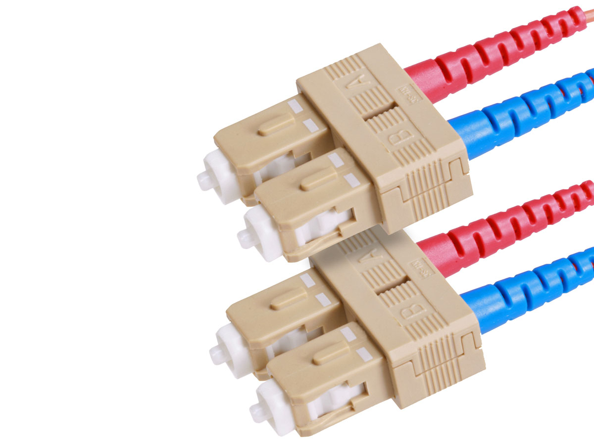 Monoprice OM3 Fiber Optic Cable - SC/SC, UL, 50/125 Type, Multi-Mode, 10GB, Aqua, 20m, Corning - main image