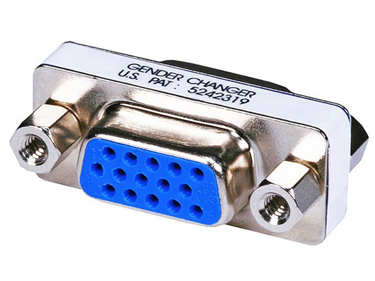 0EF5 15 Pin VGA SVGA Female to Female Plug Coupler Gender Changer Adapter 