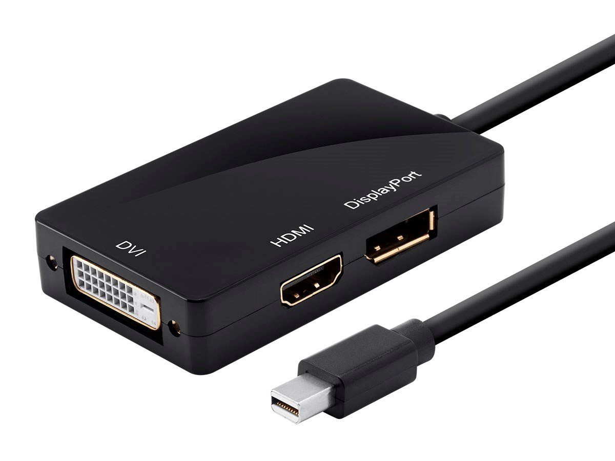 Monoprice Mini DisplayPort 1.1 to HDMI, DVI, and DisplayPort Adapter, Black - main image