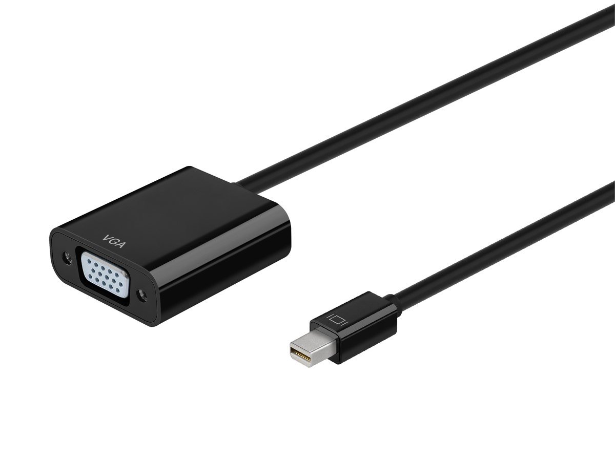 Monoprice Mini DisplayPort 1.2a / Thunderbolt to VGA Active Adapter, Black - main image