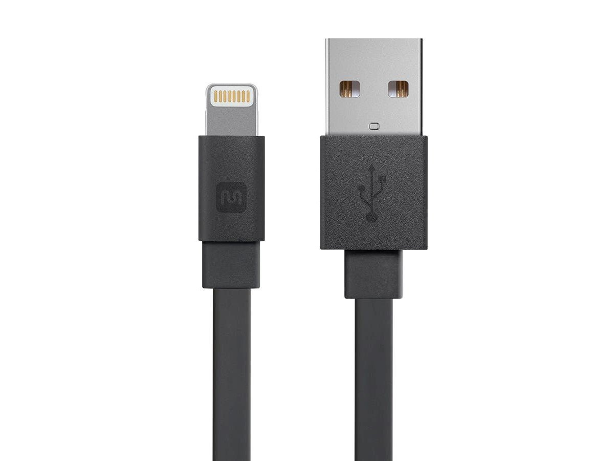 Monoprice Cabernet Series Apple MFi Certified Flat Lightning to USB Charge and Sync Cable, 3ft Black - main image