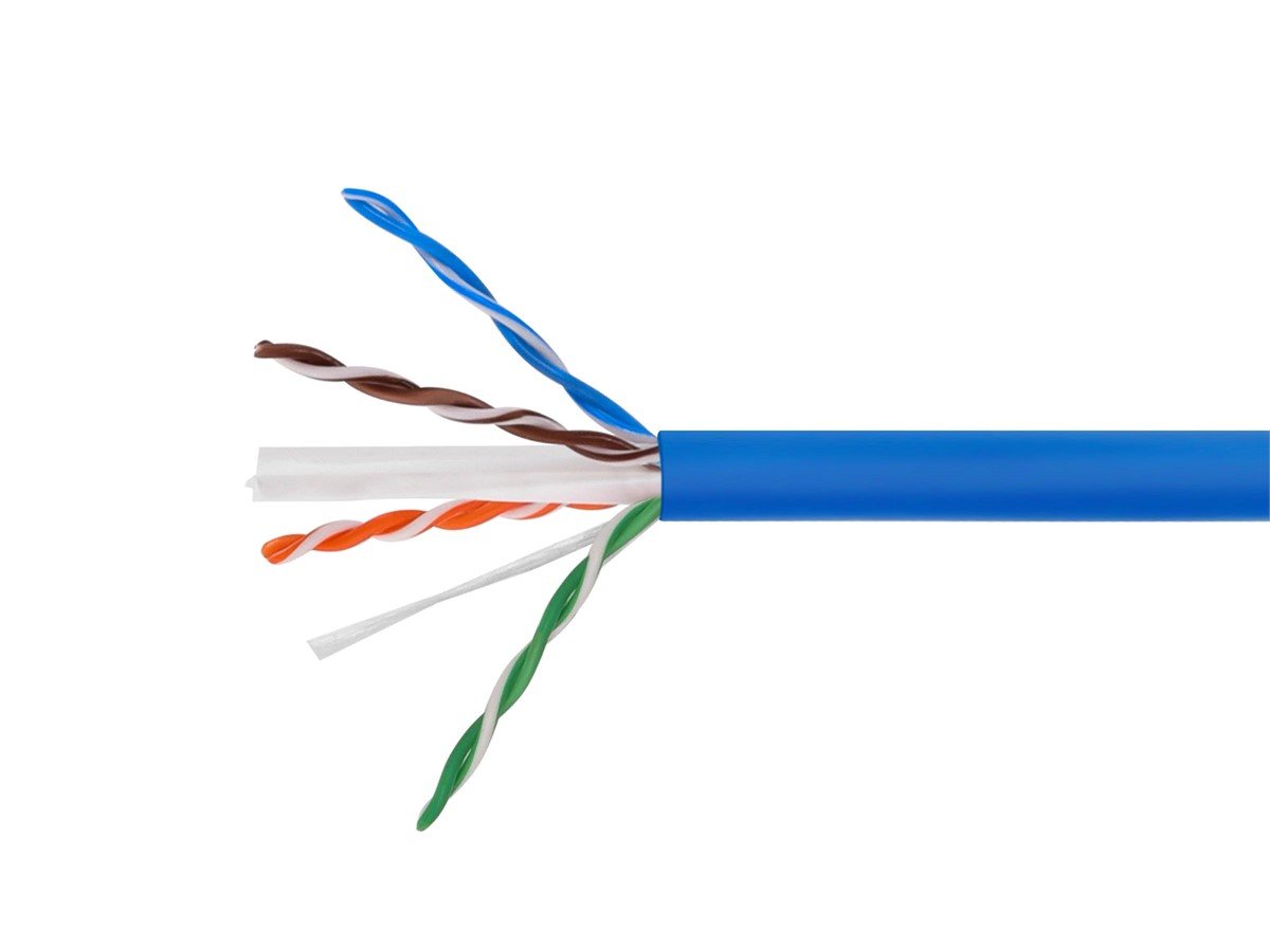 Monoprice Cat6A 1000ft Blue CMR Bulk Cable, Solid, UTP, 23AWG, 550MHz, 10G, Pure Bare Copper, No Logo, Reel in Box, Bulk Ethernet Cable - main image