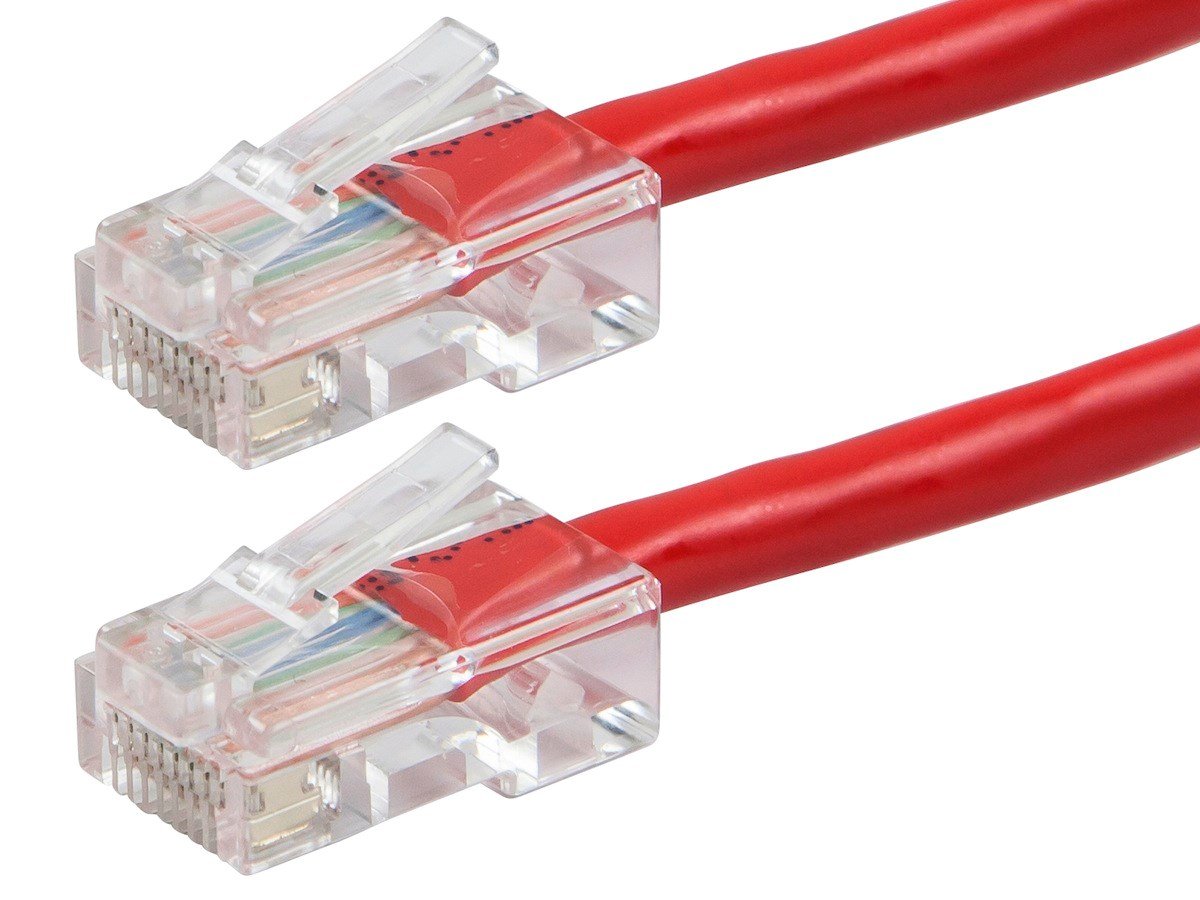 Monoprice ZEROboot Cat5e Ethernet Patch Cable - RJ45, Stranded, 350MHz, UTP, Pure Bare Copper Wire, 24AWG, 0.5ft, Red - main image