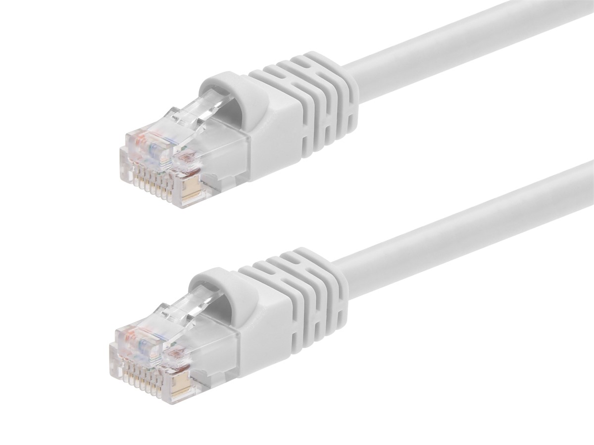 Monoprice Cat5e 3ft White Patch Cable, UTP, 24AWG, 350MHz, Pure Bare Copper, Snagless RJ45, Fullboot Series Ethernet Cable