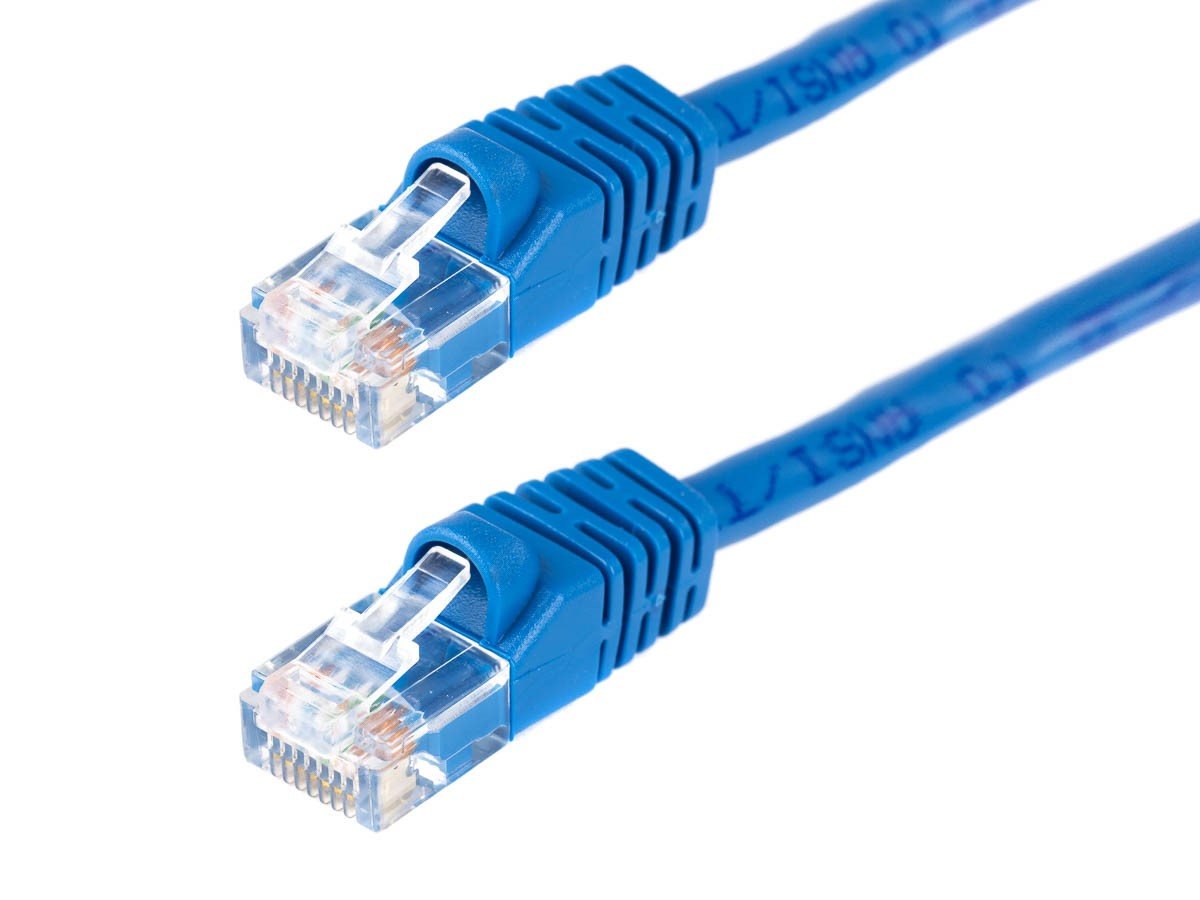 Monoprice Cat5e Ethernet Patch Cable - Snagless RJ45, Stranded, 350MHz, UTP, Pure Bare Copper Wire, 24AWG, 7ft, Blue - main image