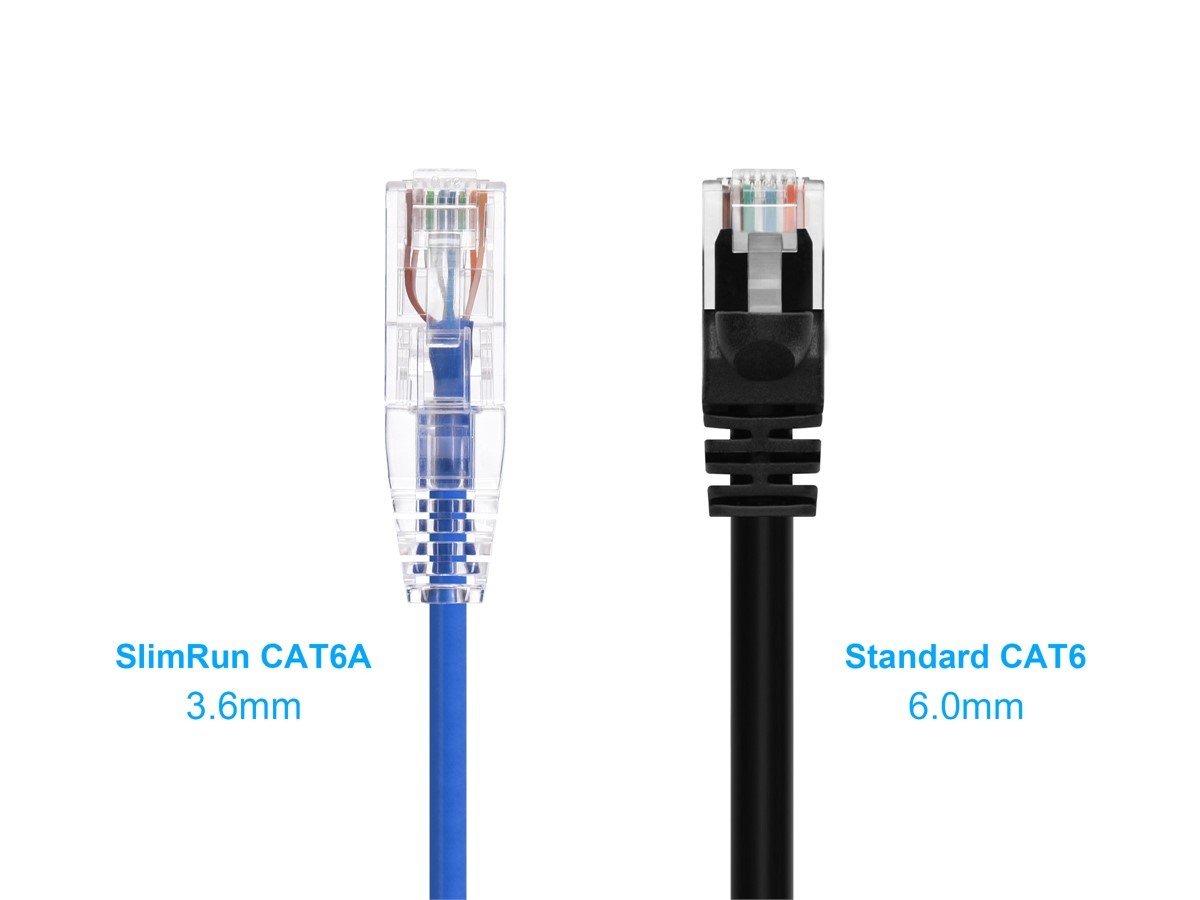 Monoprice Cat6 7ft Blue Patch Cable, UTP, 24AWG, 550MHz, Pure Bare Copper,  Snagless RJ45, Fullboot Series Ethernet Cable 