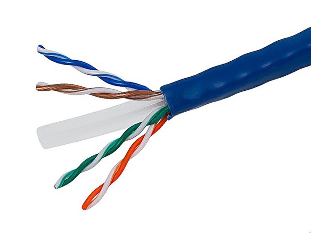 Monoprice Cat6 Ethernet Bulk Cable - Stranded, 550MHz, UTP, CM, Pure Bare Copper Wire, 24AWG, 500ft, Blue - main image