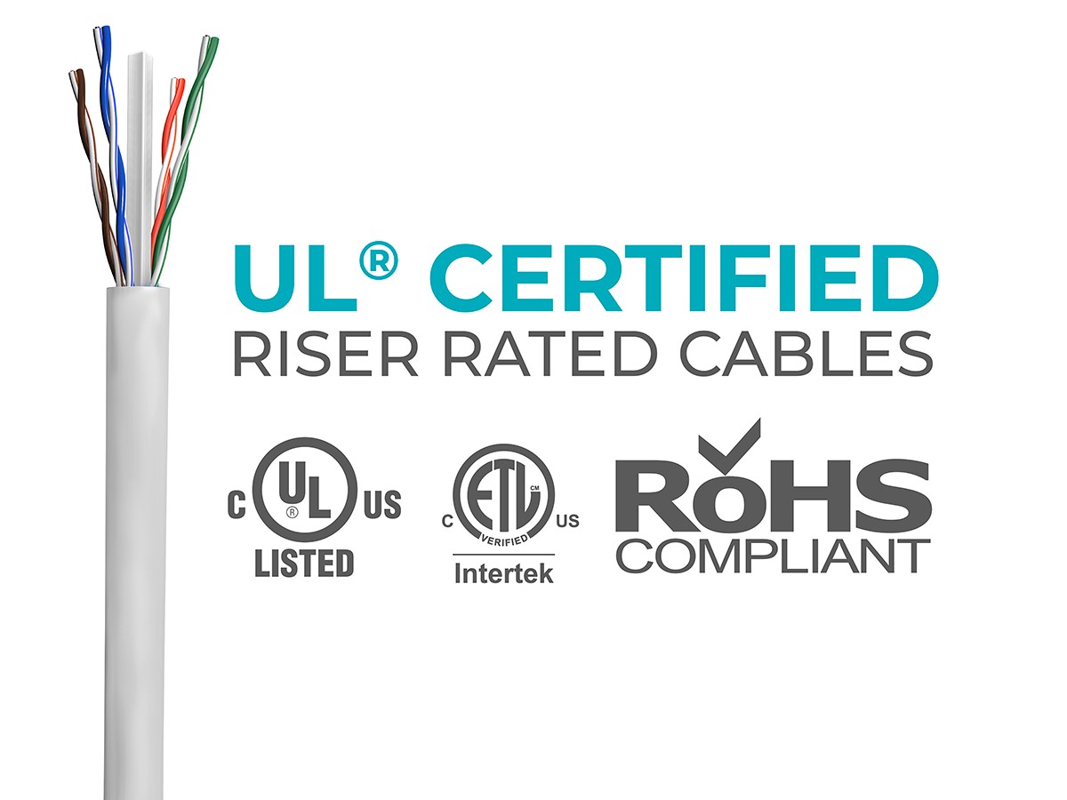 puro cu Ethernet cat6 bulk cavo CMR riser-rated massiccio 550 MHZ UTP 