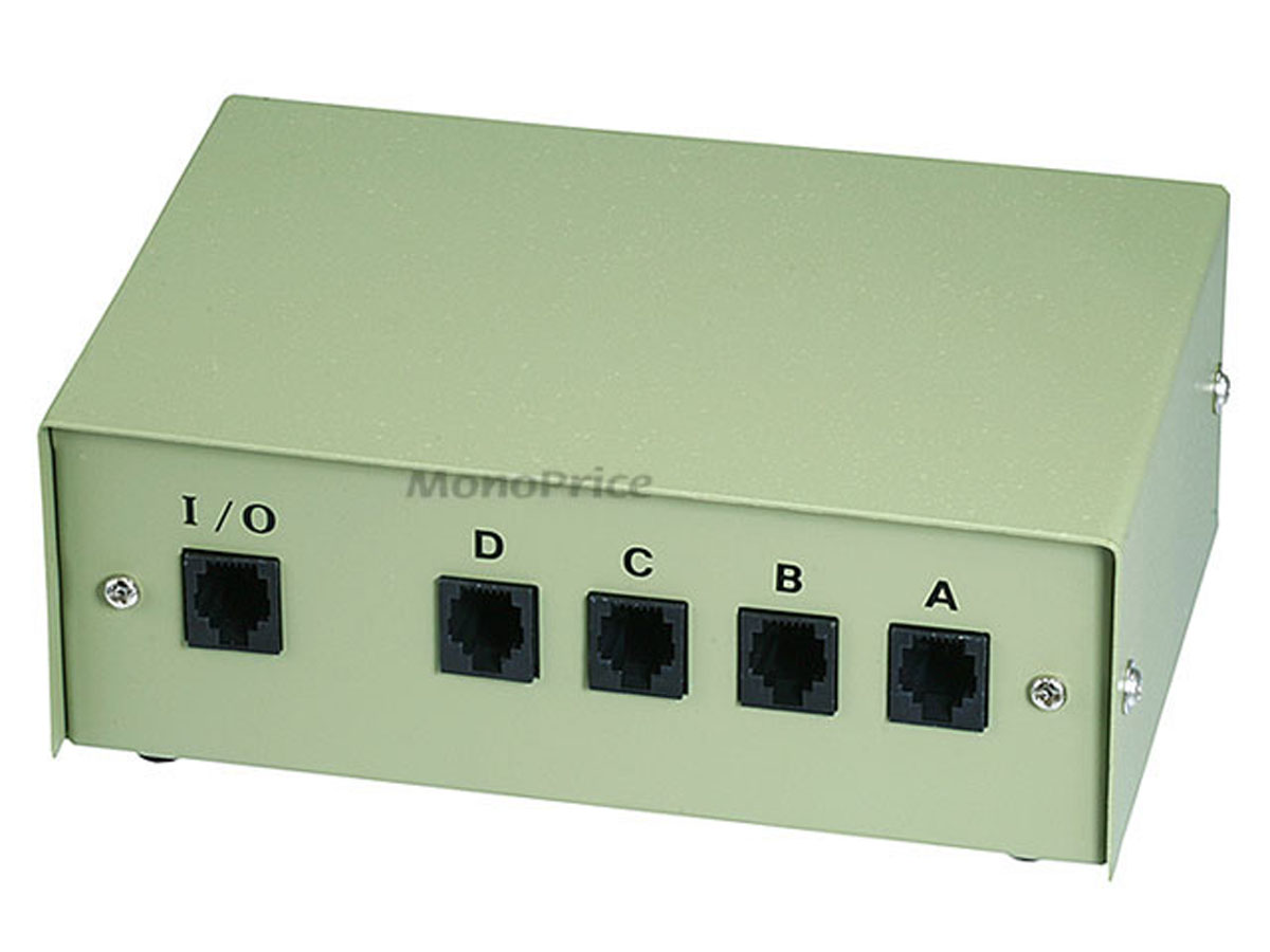 RJ11/12  ABCD 4 WAY 6P6C FEMALE MANUAL ROTARY DATA SWITCH METAL CASE 