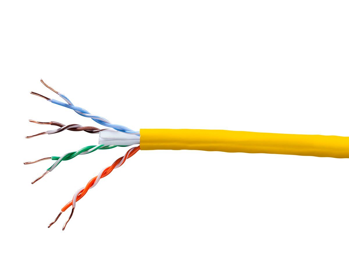 Monoprice Cat5e Ethernet Bulk Cable - Solid, 350MHz, UTP, CMP, Plenum, Pure Bare Copper Wire, 24AWG, No Logo, 1000ft, Yellow, (UL)