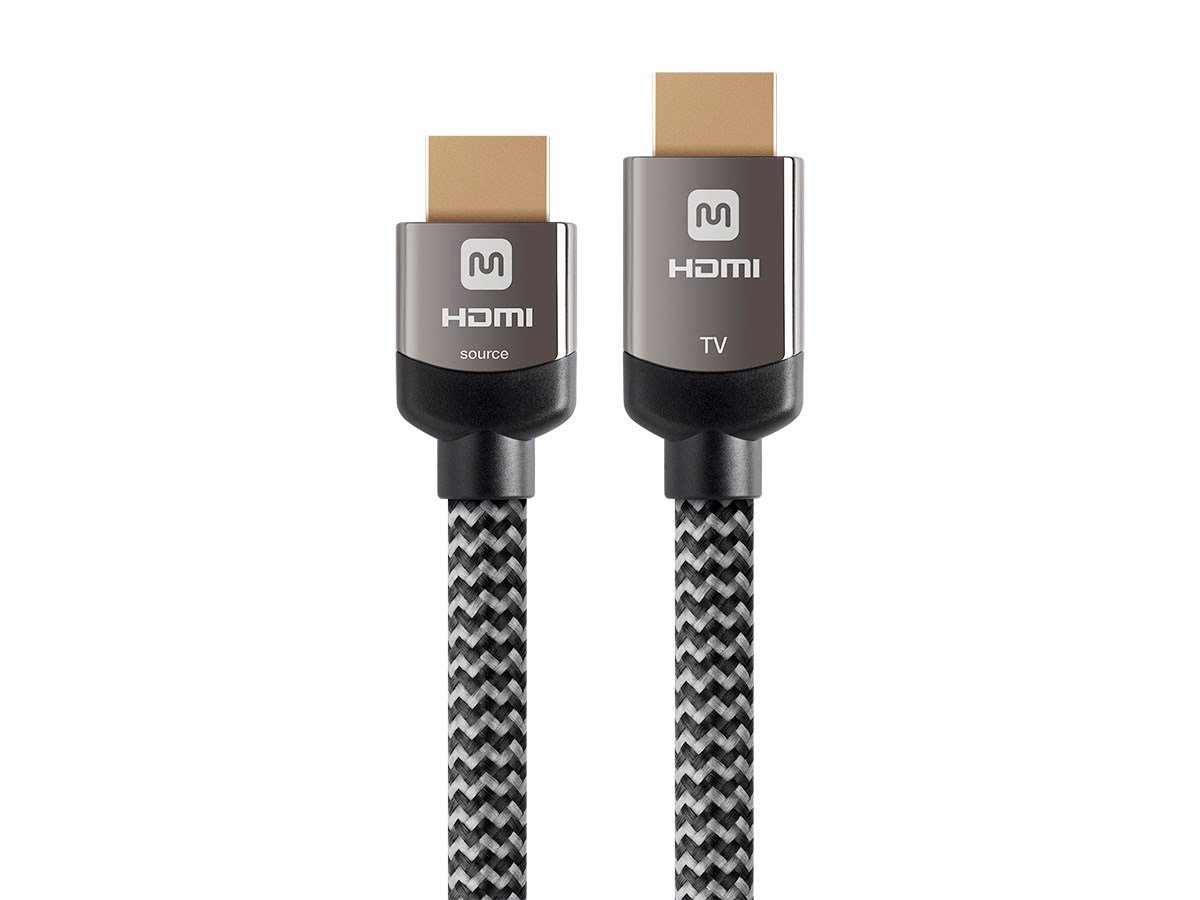 Monoprice 4K Braided High Speed HDMI Cable 20ft - CL3 In Wall Rated 18Gbps Active Gray - main image