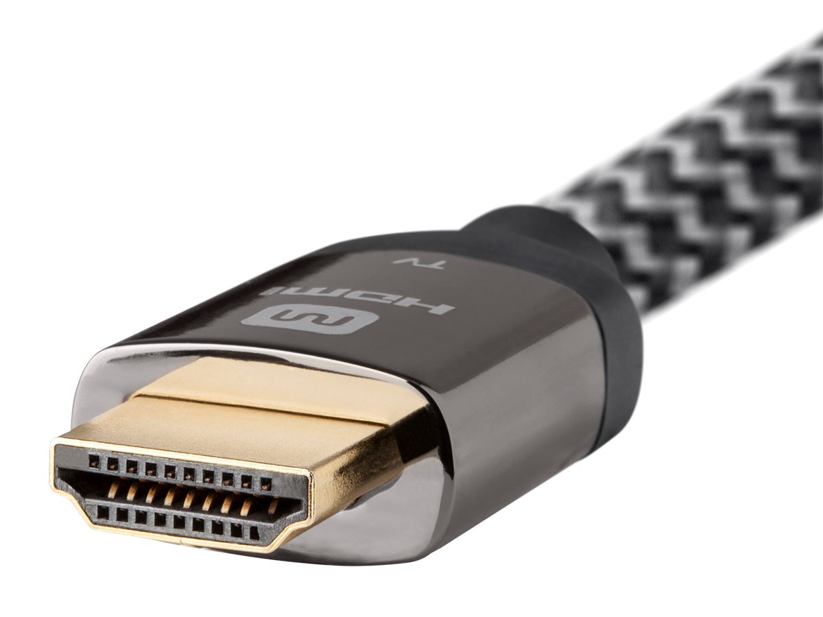 Monoprice 4K Braided High Speed HDMI Cable 30ft - CL3 In Wall Rated 18Gbps  Active Gray 