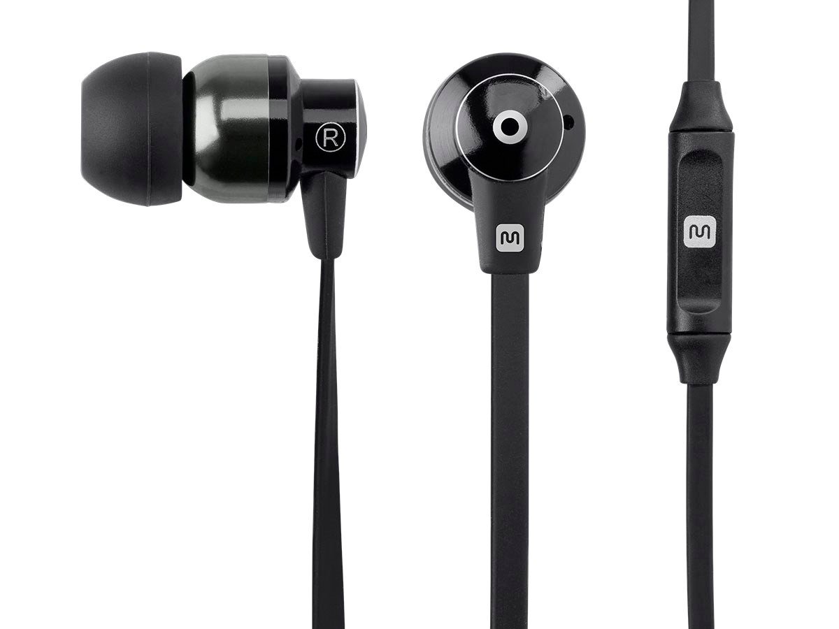Monoprice Hi-Fi Reflective Sound Technology Earbuds Headphones with Microphone, Black/Carbonite - main image