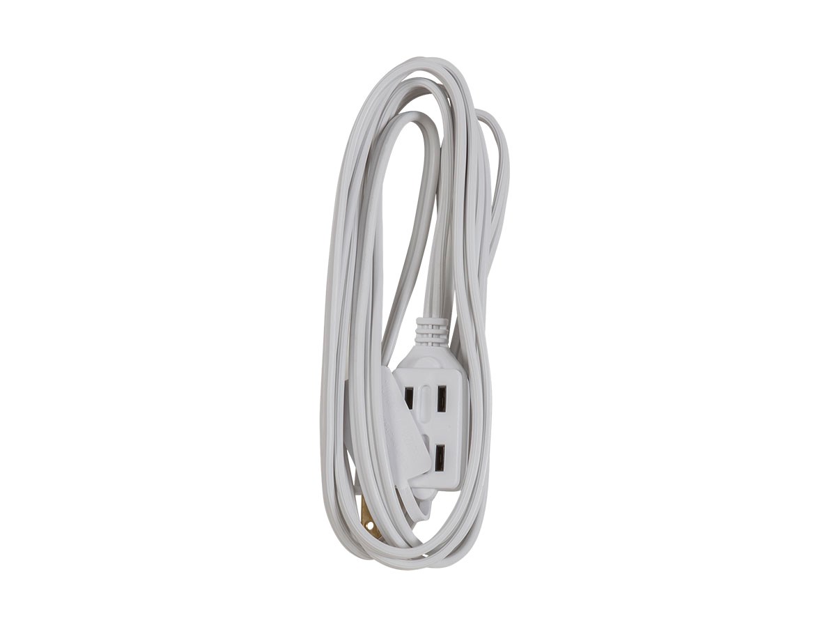 Monoprice 6ft 16AWG 3-Outlet Polarized NEMA 1-15 Indoor Extension Cord, 13A/1625W, White - main image