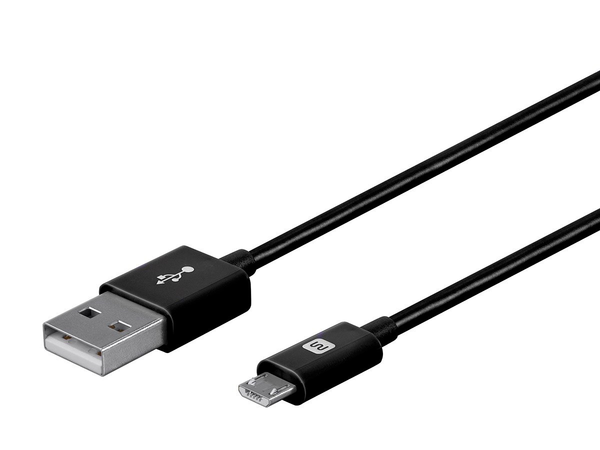 Monoprice USB-A to Micro B Cable Luxe Series 3 feet 2.4A Black 