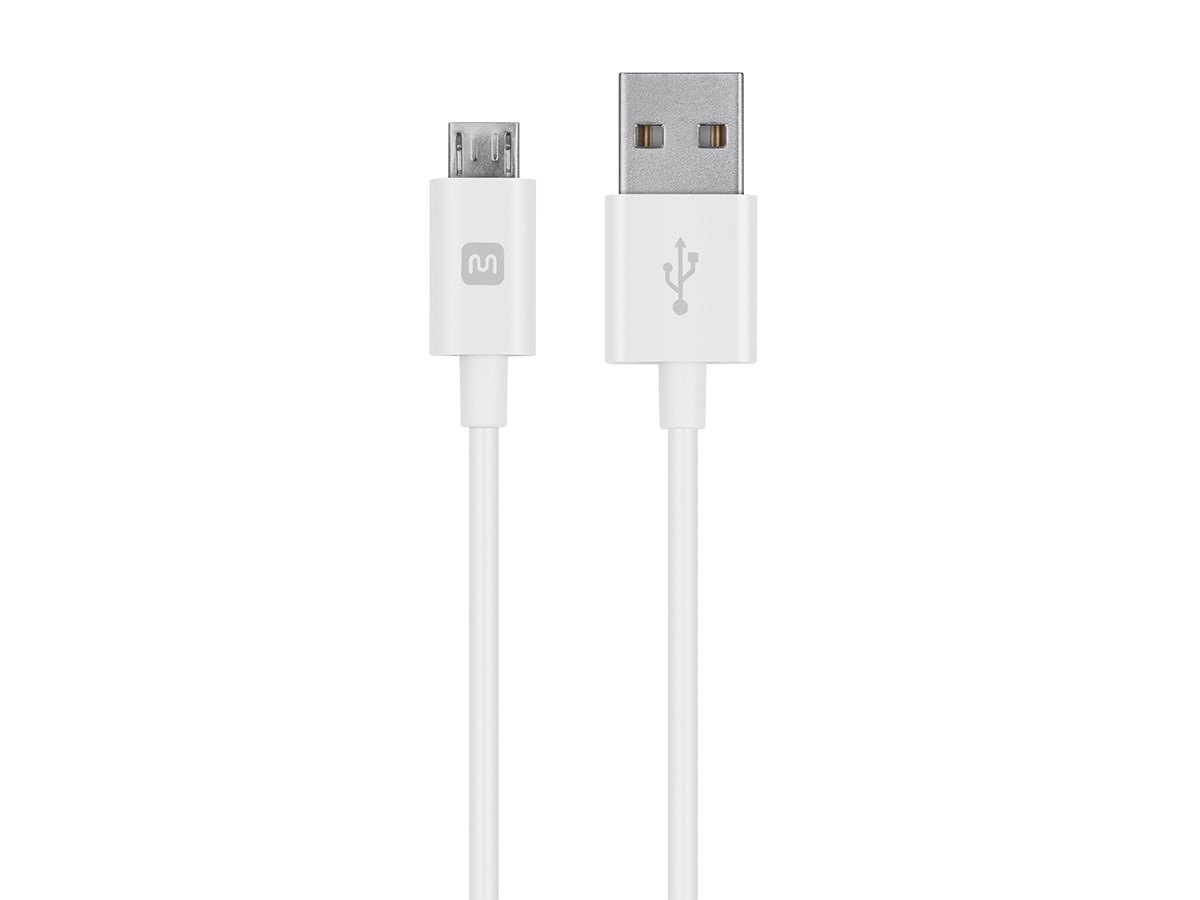 Monoprice Select Series USB-A To Micro B Cable, 2.4A, 22/30AWG, White, 6ft
