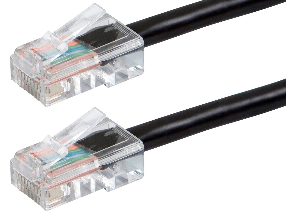 Monoprice Cat5e 10ft Black Patch Cable, UTP, 24AWG, 350MHz, Pure Bare Copper, RJ45, Zeroboot Series Ethernet Cable