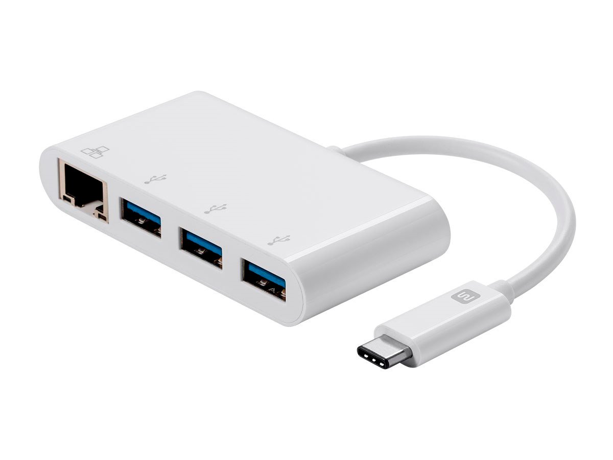 Monoprice Select Series USB-C 3-Port USB 3.0 Hub and Gigabit Ethernet Adapter - main image