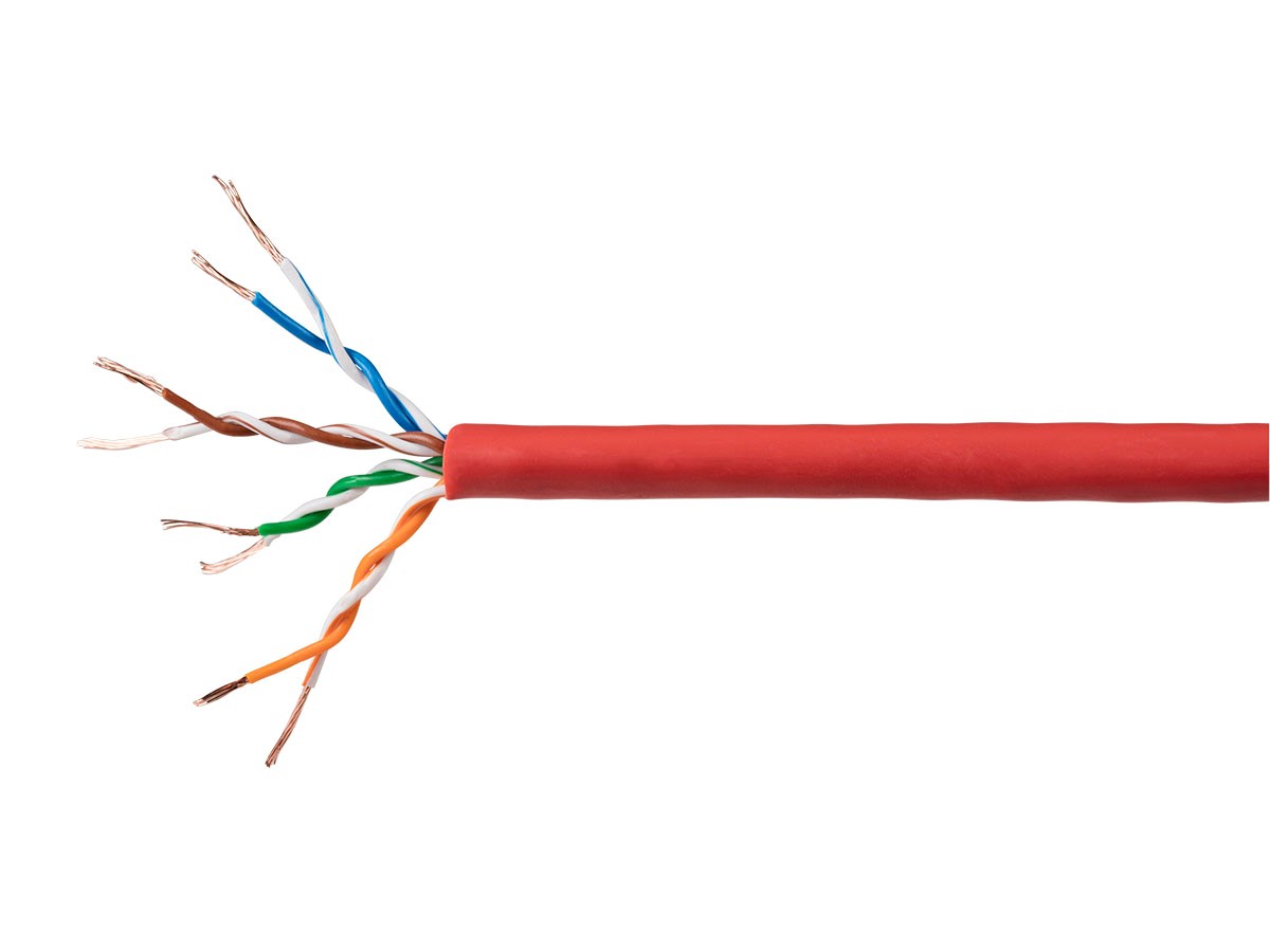 Red Riser Rated CMR Bulk Cable 250ft Cat5e 350MHz UTP 24AWG solid pure copper