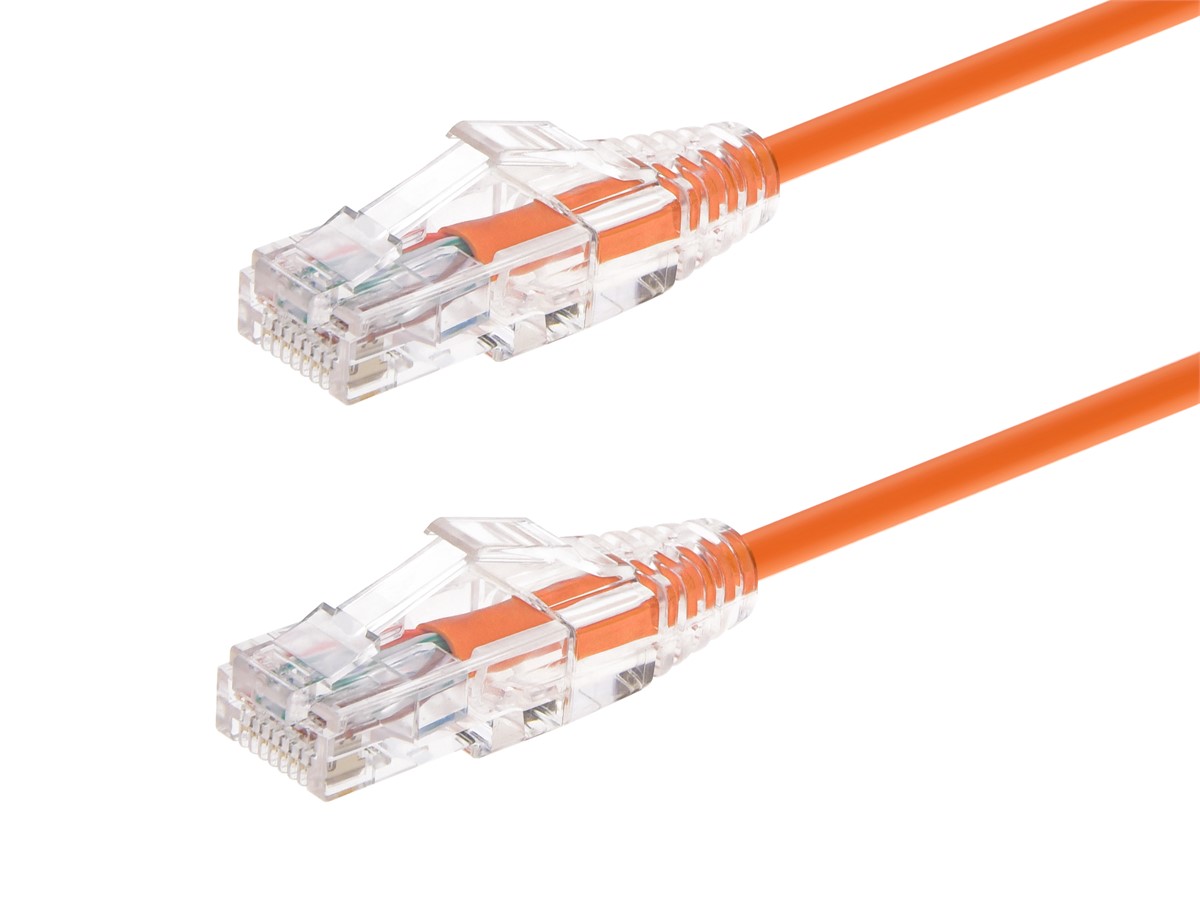 Monoprice Cat6 2ft Orange Component Level Patch Cable, UTP, 28AWG, 550MHz, Pure Bare Copper, Snagless RJ45, SlimRun Series Ethernet Cable