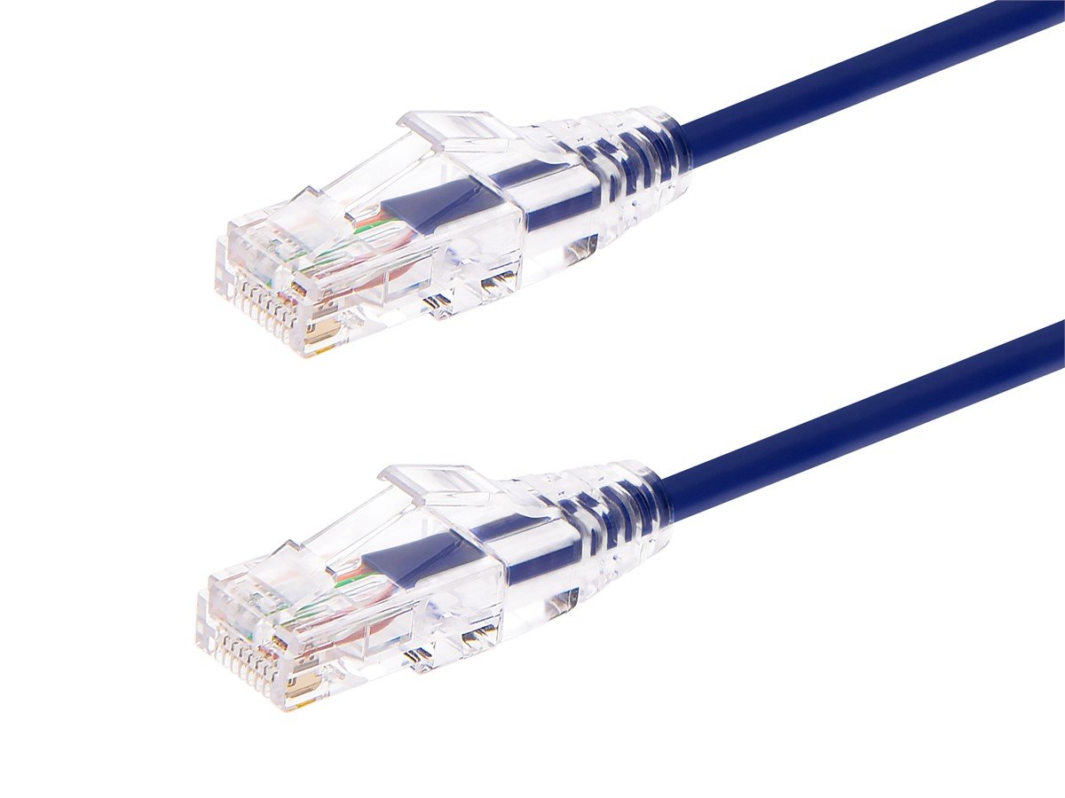 Monoprice SlimRun Cat6 Ethernet Patch Cable, Snagless RJ45, Stranded, 550MHz, UTP, Pure Bare Copper Wire, 28AWG, 2ft, Purple - main image