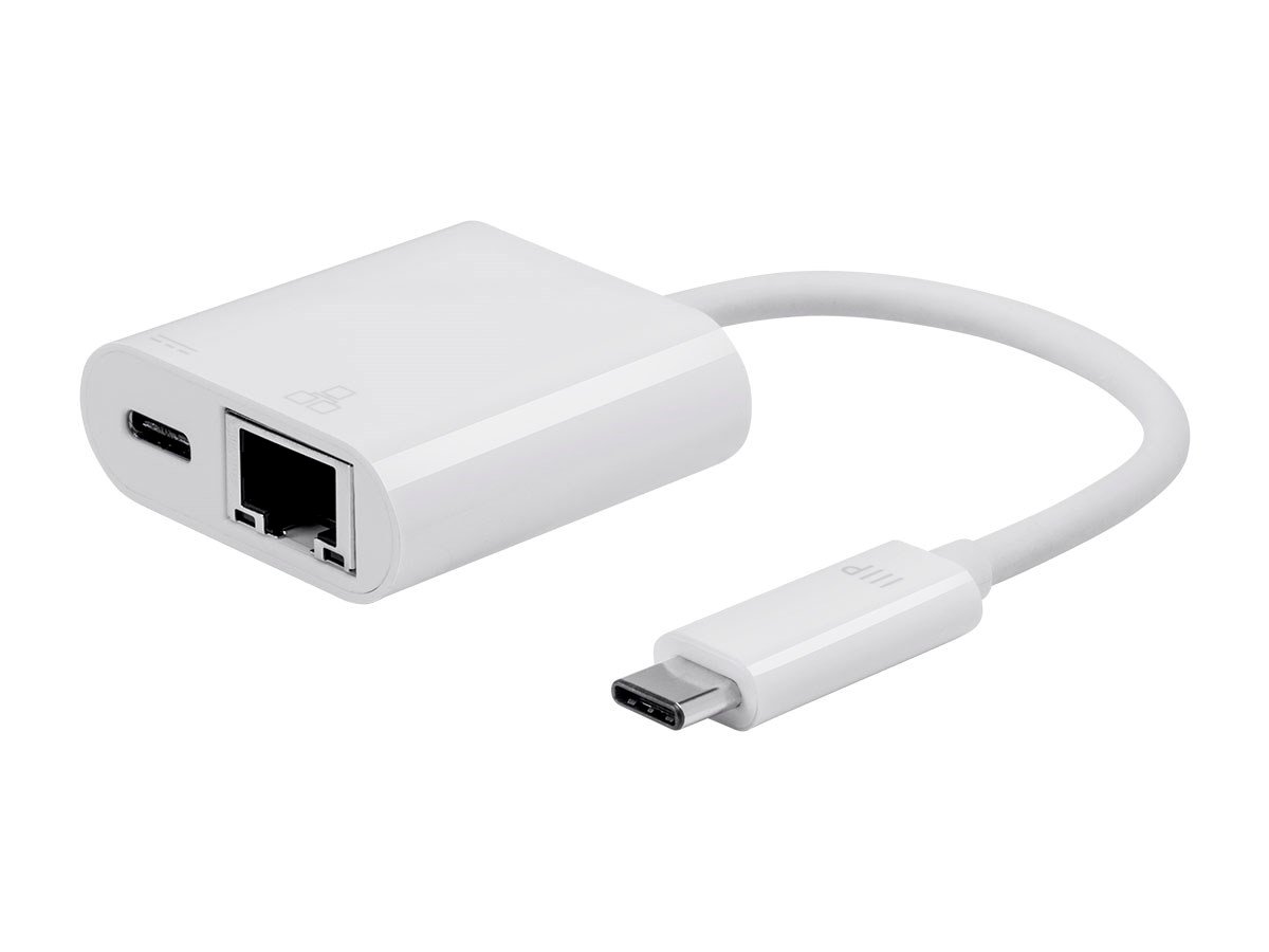 Monoprice Select Series USB-C to Gigabit Ethernet and USB-C (F) Dual Port Adapter - main image