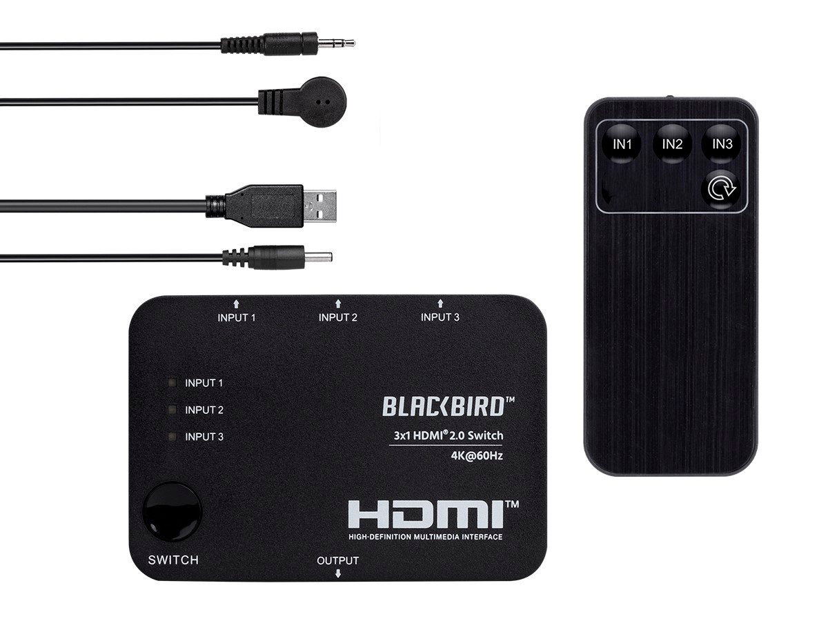Monoprice Blackbird 4K 3x1 HDMI 2.0 Switch, HDR, HDCP 2.2, CEC, 4K
