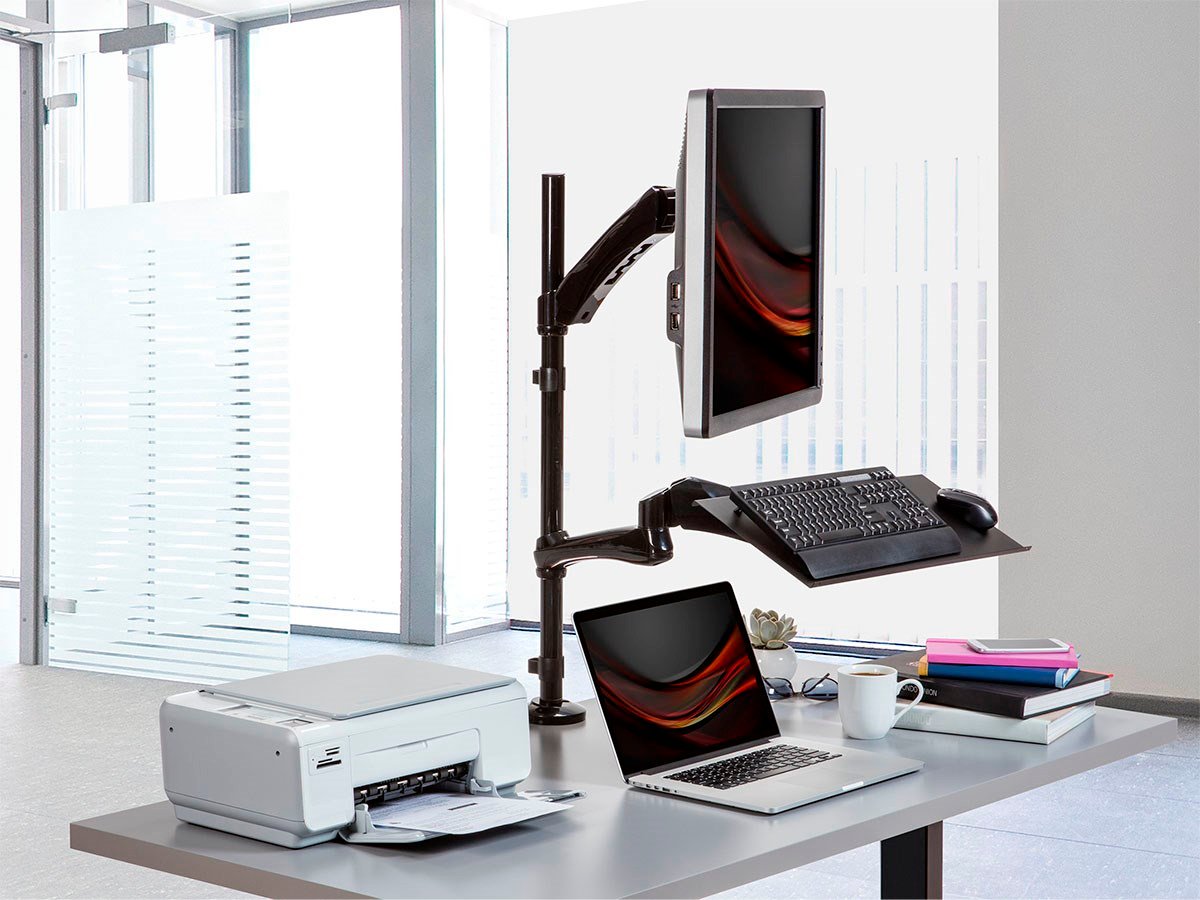 Workstream by Monoprice Sit-Stand Articulating Monitor and 