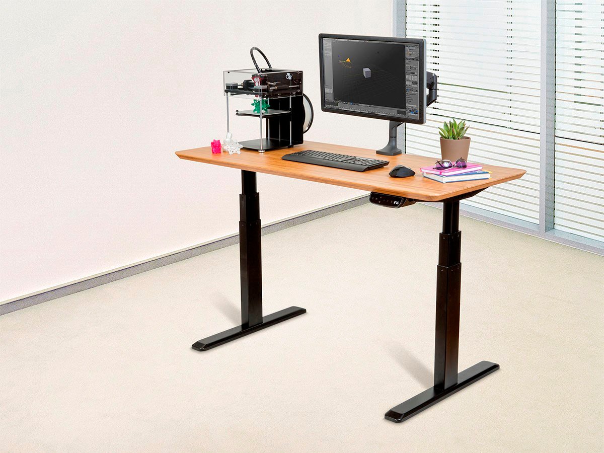 Monoprice Single Motor Angled Sit-Stand Desk Frame With Built-In Casters 