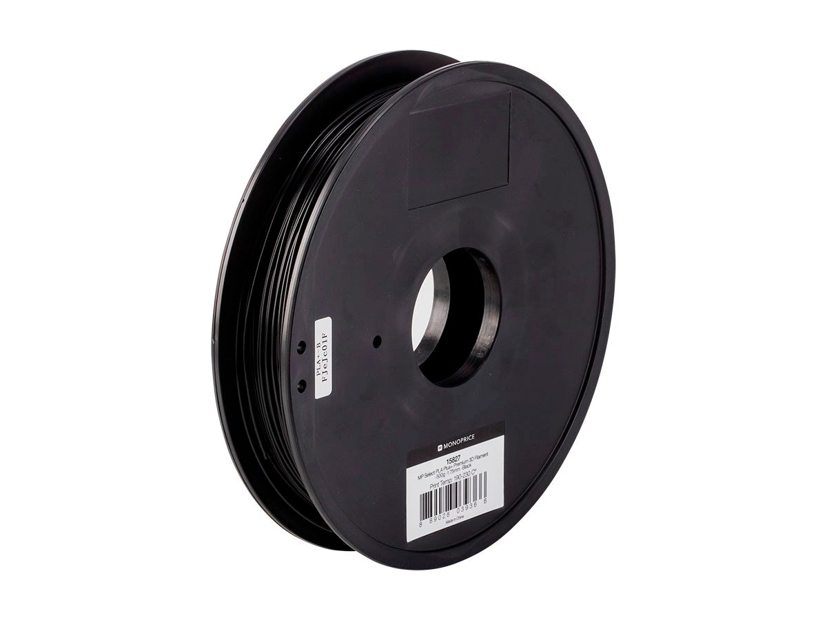 Monoprice MP Select PLA Plus+ Premium 3D Filament 1.75mm 0.5kg/spool, Black - main image