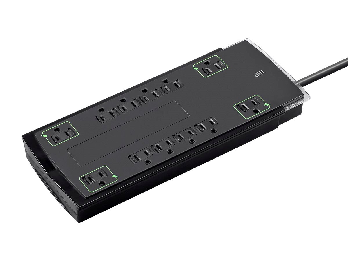 Monoprice 12 Outlet Slim Surge Protector 10ft Cord, 4230 Joules, Clamping  Voltage 330V 