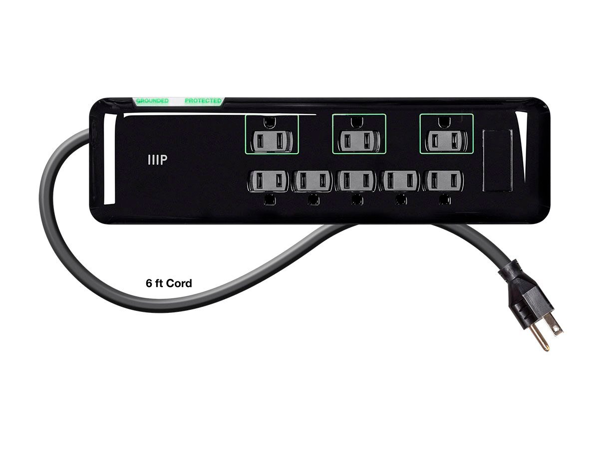 Basics Rectangle 12-Outlet Power Strip Surge Protector, 4,320 Joule,  8-Foot Cord, Black