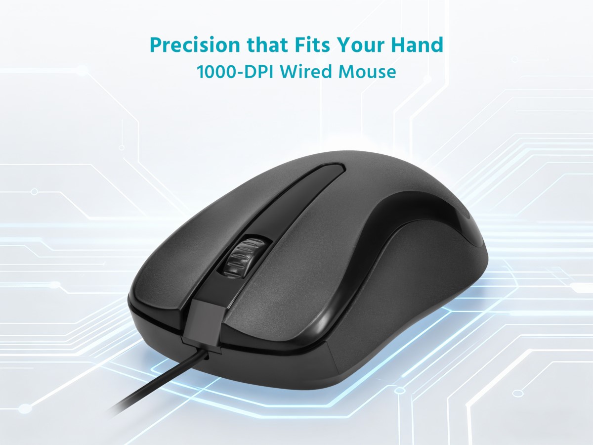 Monoprice Essential Wired USB Optical Mouse for Home and Office