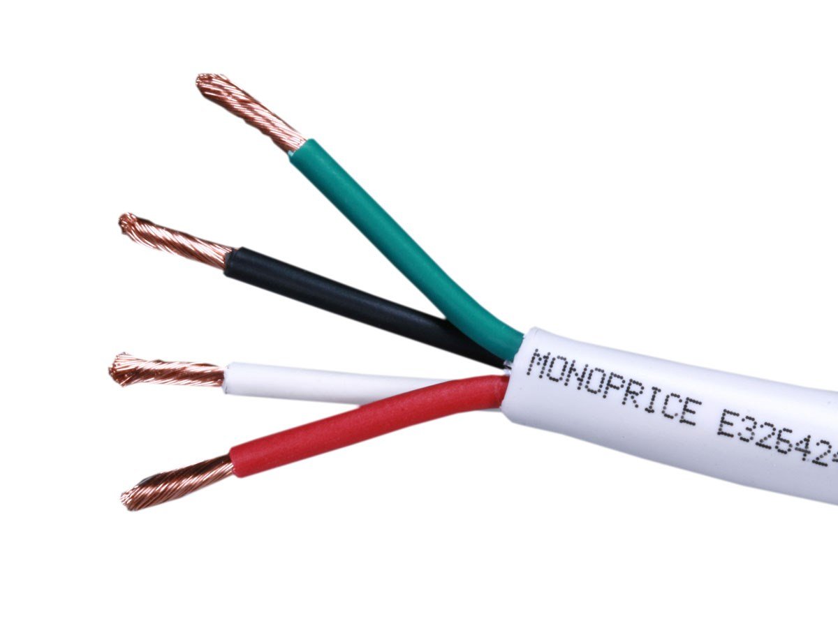 Monoprice Speaker Wire, CL2 Rated, 4-Conductor, 18AWG, 1000ft, White