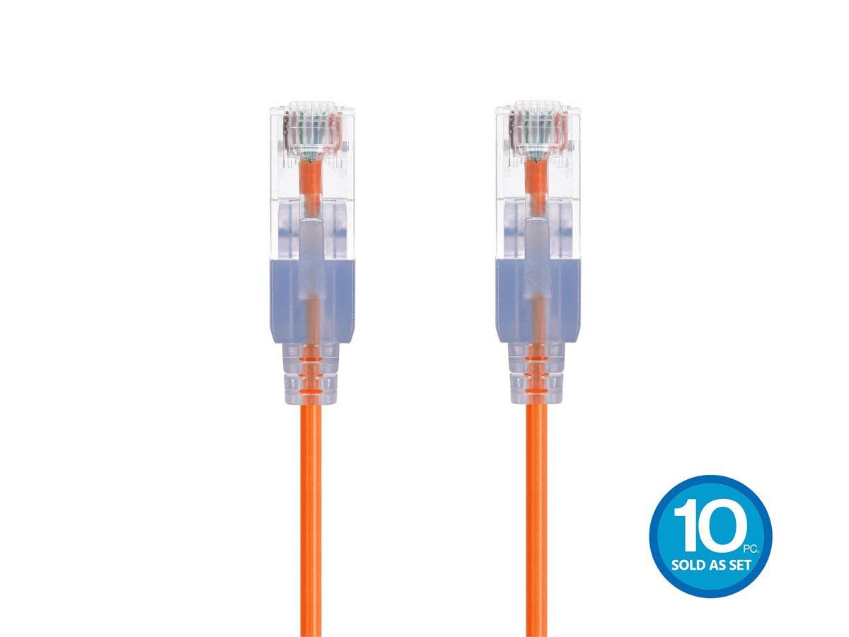 Photos - Ethernet Cable Monoprice Cat6A 3ft Orange 10-Pk Patch Cable, UTP, 30AWG, 10G, P 