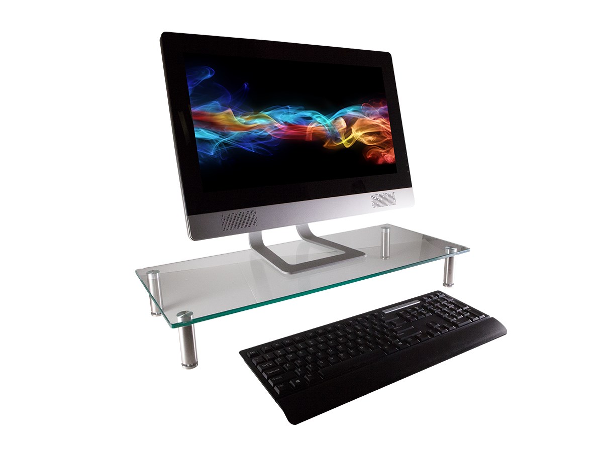 25.6″ x 11″ Clear Glass Multimedia Desktop Monitor Stand for $12.99