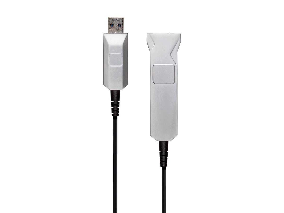 Monoprice SlimRun USB Type-A to USB Type-A Female 3.0 Extension Cable - Fiber Optic, Silver, 65.6ft - main image