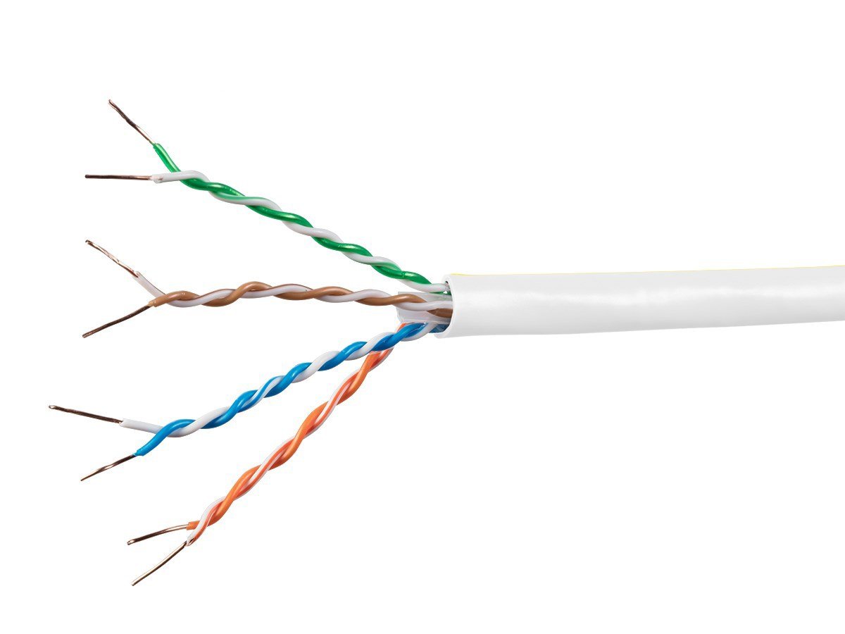 Monoprice Cat6A Ethernet Bulk Cable - Solid, 550MHz, UTP, CMR, Riser Rated, Pure Bare Copper Wire, 10G, 23AWG, No Logo, 1000ft, White - main image
