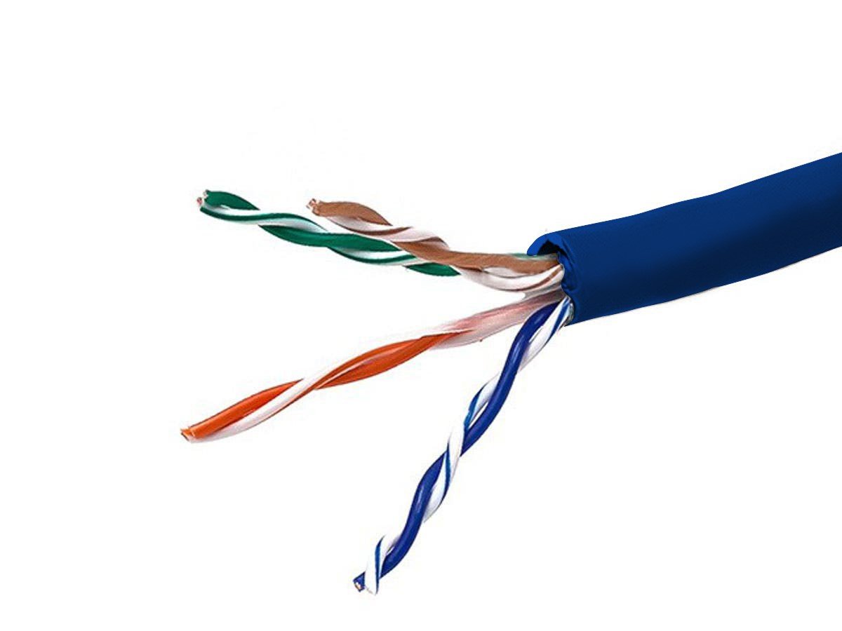 Monoprice Cat5e Ethernet Bulk Cable - Solid, 350MHz, STP, CMR, Riser Rated, Pure Bare Copper Wire, 24AWG, No Logo, 1000ft, Blue - main image
