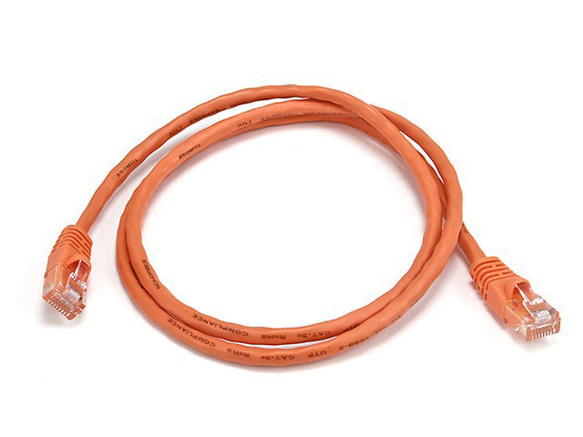 Monoprice Cat5e 3ft Orange Patch Cable, UTP, 24AWG, 350MHz, Pure Bare Copper, Snagless RJ45, Fullboot Series Ethernet Cable - main image